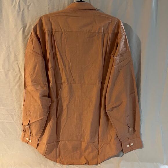 NWT Nautica Shirt Classic Fit Long Sleeve Orange White Button Down Shirt L - Picture 2 of 3